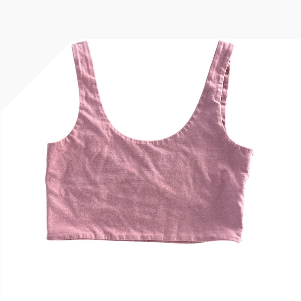 Cotton On Cropped Tank Top Scoop Neck Basic‎ Everyday Casual Pink XS PP